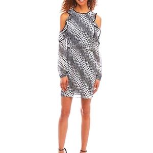 MICHAEL Michael Kors Black/White Cold Shoulder Floral Dress Hot